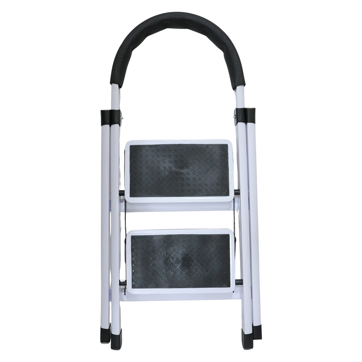 Sturdy steel 2 step ladder that folds flat for easy storage