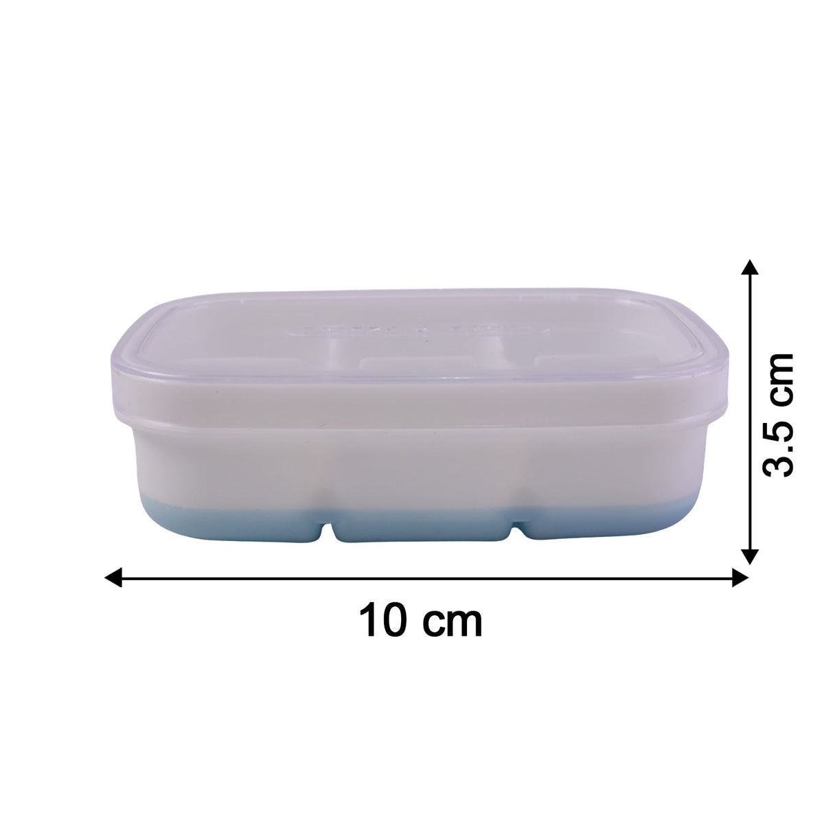 Detailed image showing the practical size of the plastic kitchen ice tray.
