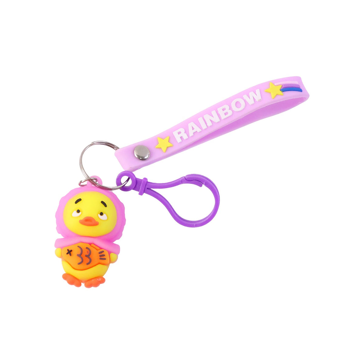 Decorative duck keychain accessory perfect for backpacks and keys