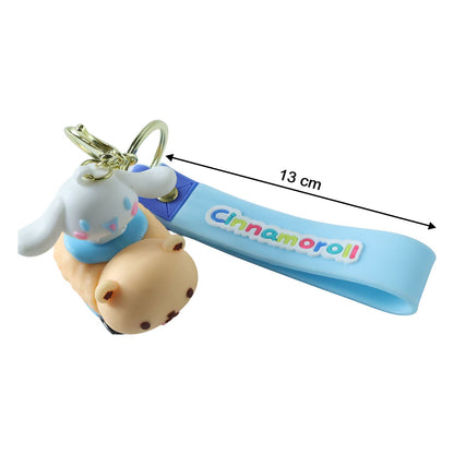Size comparison showing lightweight cartoon dog silicone keychain