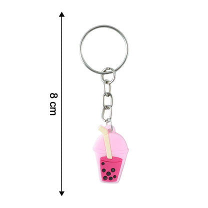 Size illustration of bubble tea mini cup keychain accessory