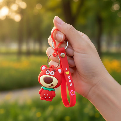 Stylish cartoon key ring with bear figure and clip