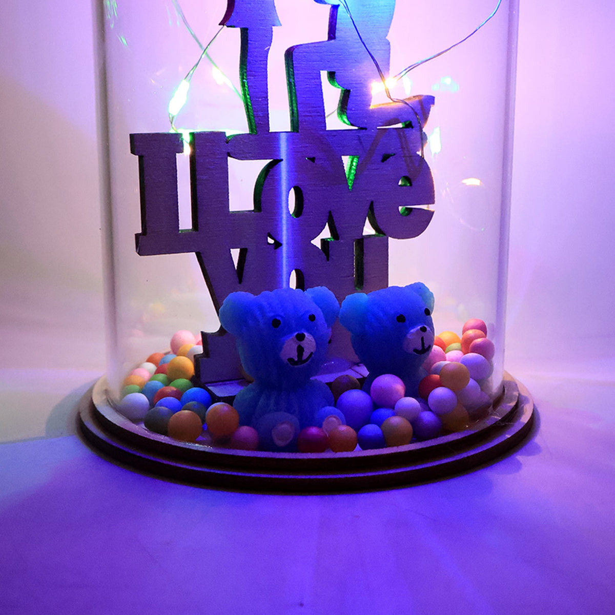 Colorful and cute LED light showpiece featuring teddy bears and love theme