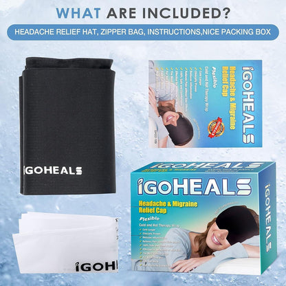 Warm compress head therapy cap for soothing migraine pain