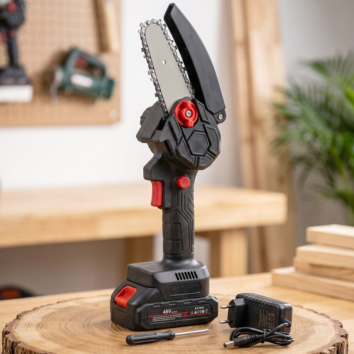 Cordless chainsaw battery charger set