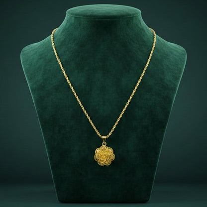 Gold finish floral traditional pendant necklace with unique design