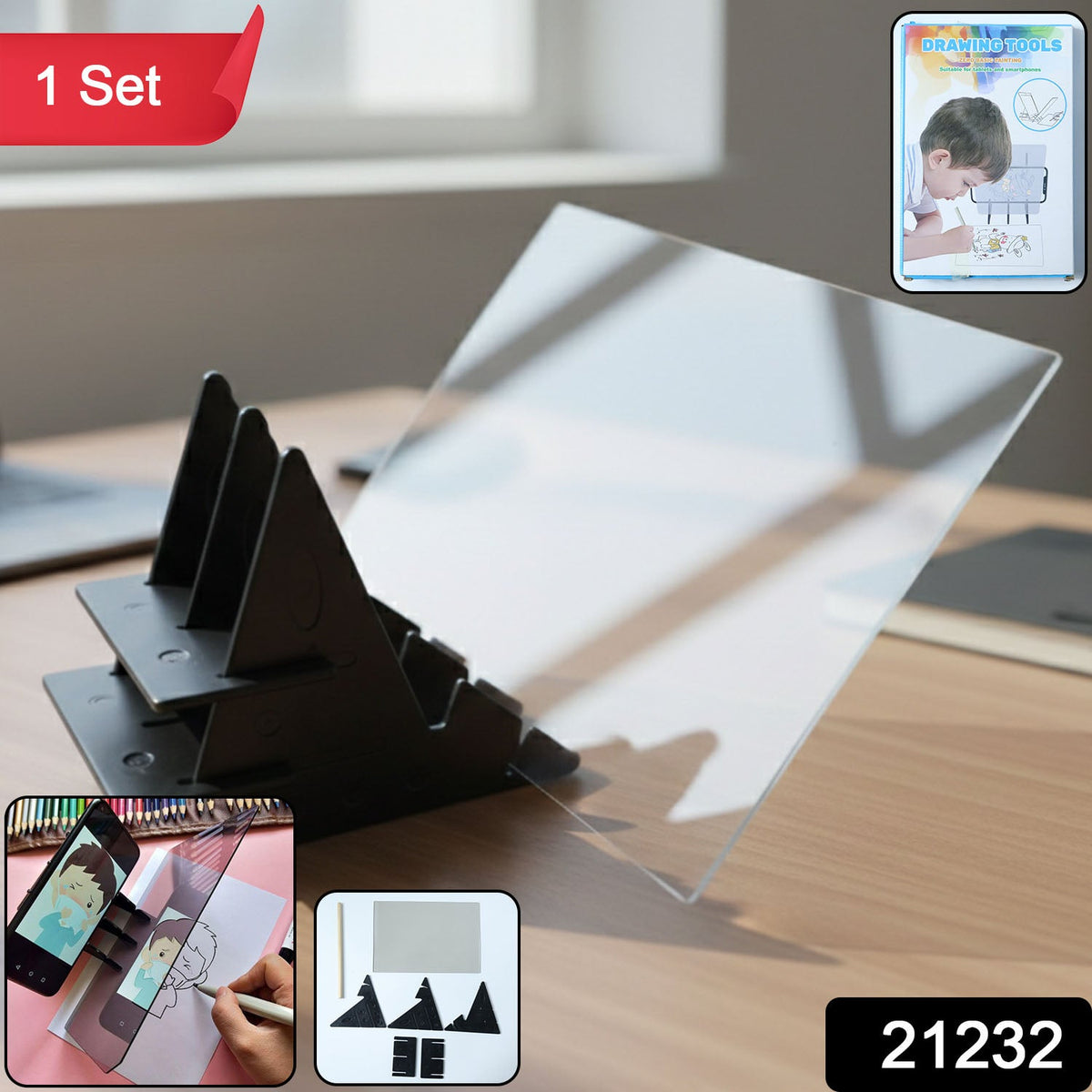 Components of the drawing projector board kit for kids creative tracing