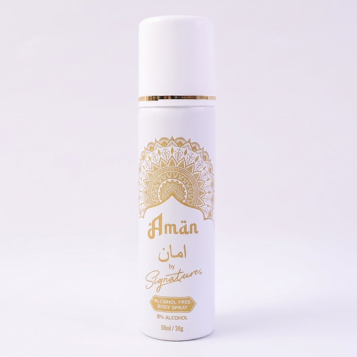 Premium halal men's Signature Aman fragrance spray in compact bottle