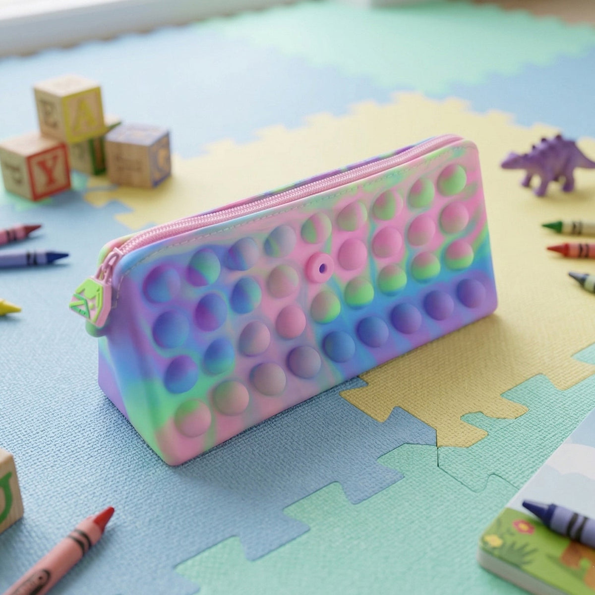 Multicolor bubble pencil bag
