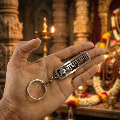 Stylish Krishna devotional engraved keychain accessory