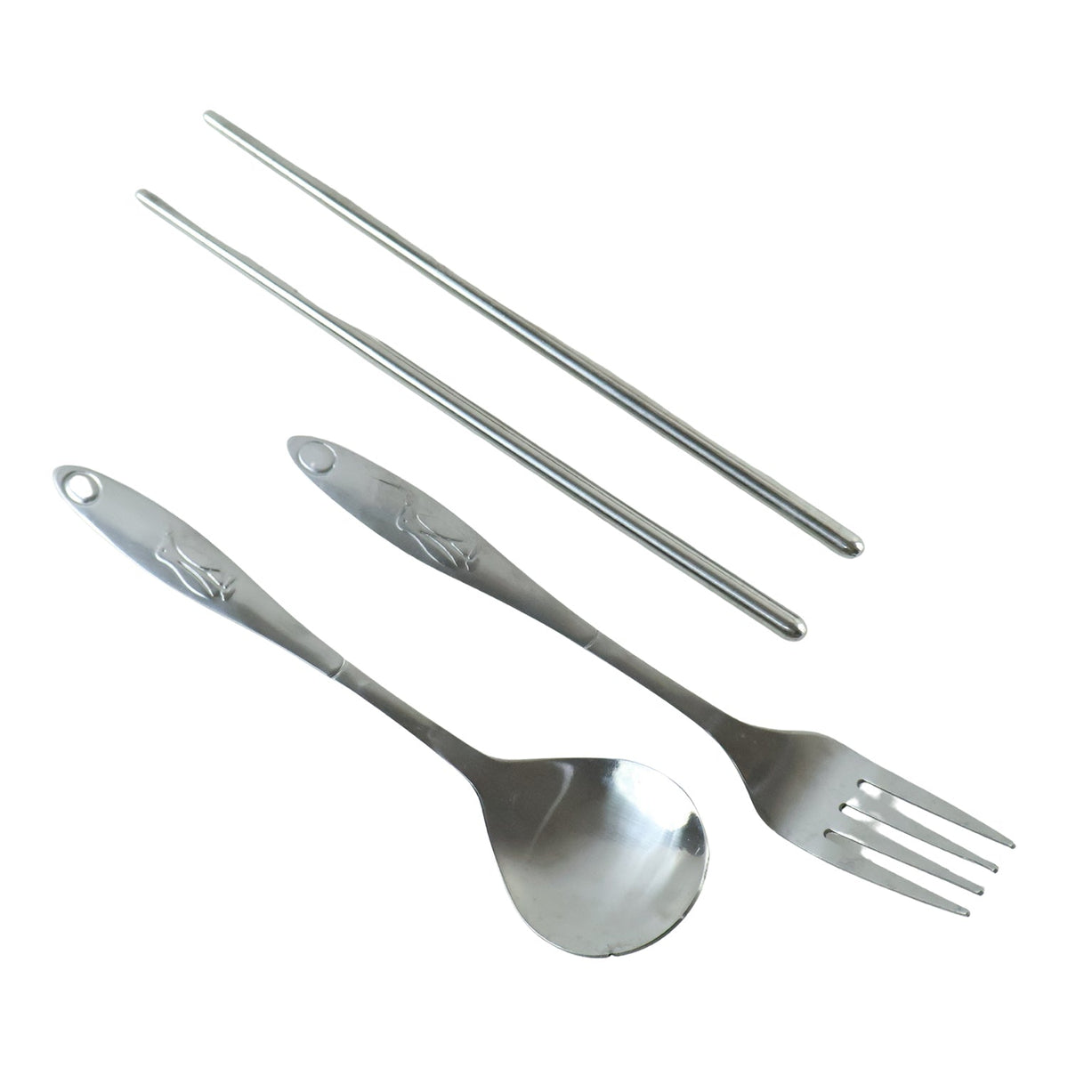 Eco friendly reusable cutlery set with spoon, fork and chopsticks