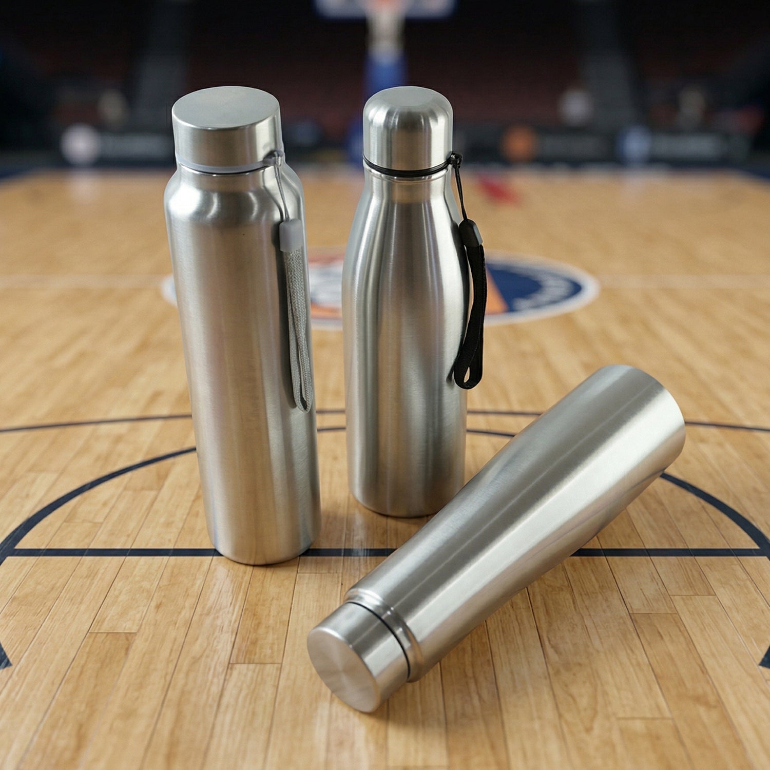 Side view of stainless steel water bottle for better understanding of design