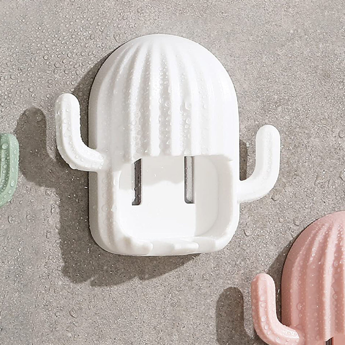 Close-up of cactus toothbrush holder featuring dust-proof cover for protection