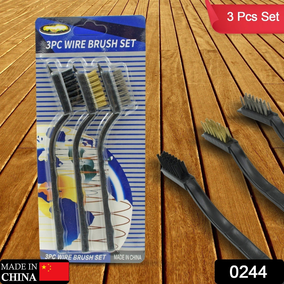 Close-up of the stainless steel wire brush, ideal for removing rust and heavy paint.