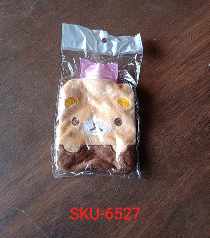Detailed shot of the panda hot water bag's fabric cover and rubber bottle.