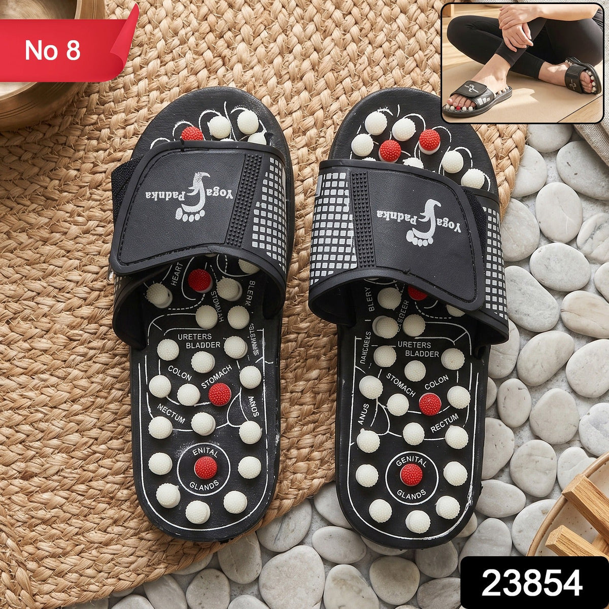 Acupressure reflexology foot massage slippers for men and women, size 7 and 8