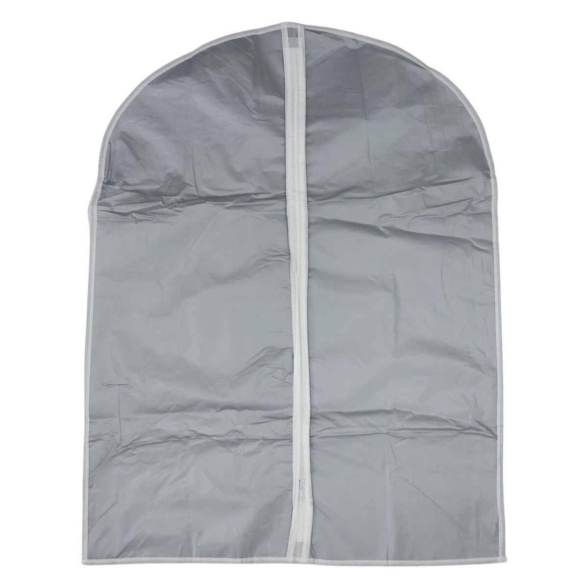 Hanging garment covers protecting clothes inside a closet