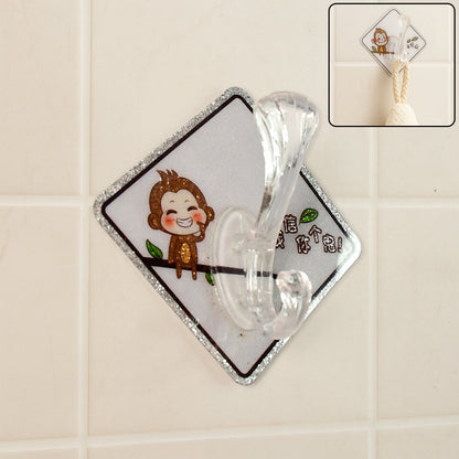 Cartoon print transparent self-adhesive wall hook on smooth surface