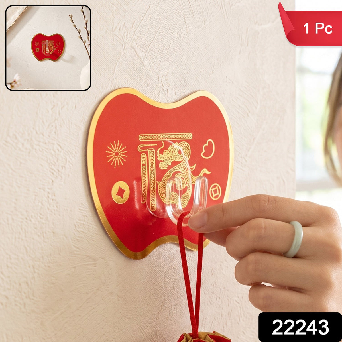 Decorative adhesive wall hook for keys and small accessories